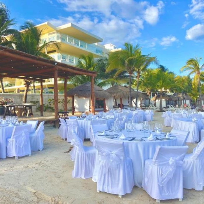 Dinner reception on palapa yoga at Azul Beach Resort Riviera Cancun