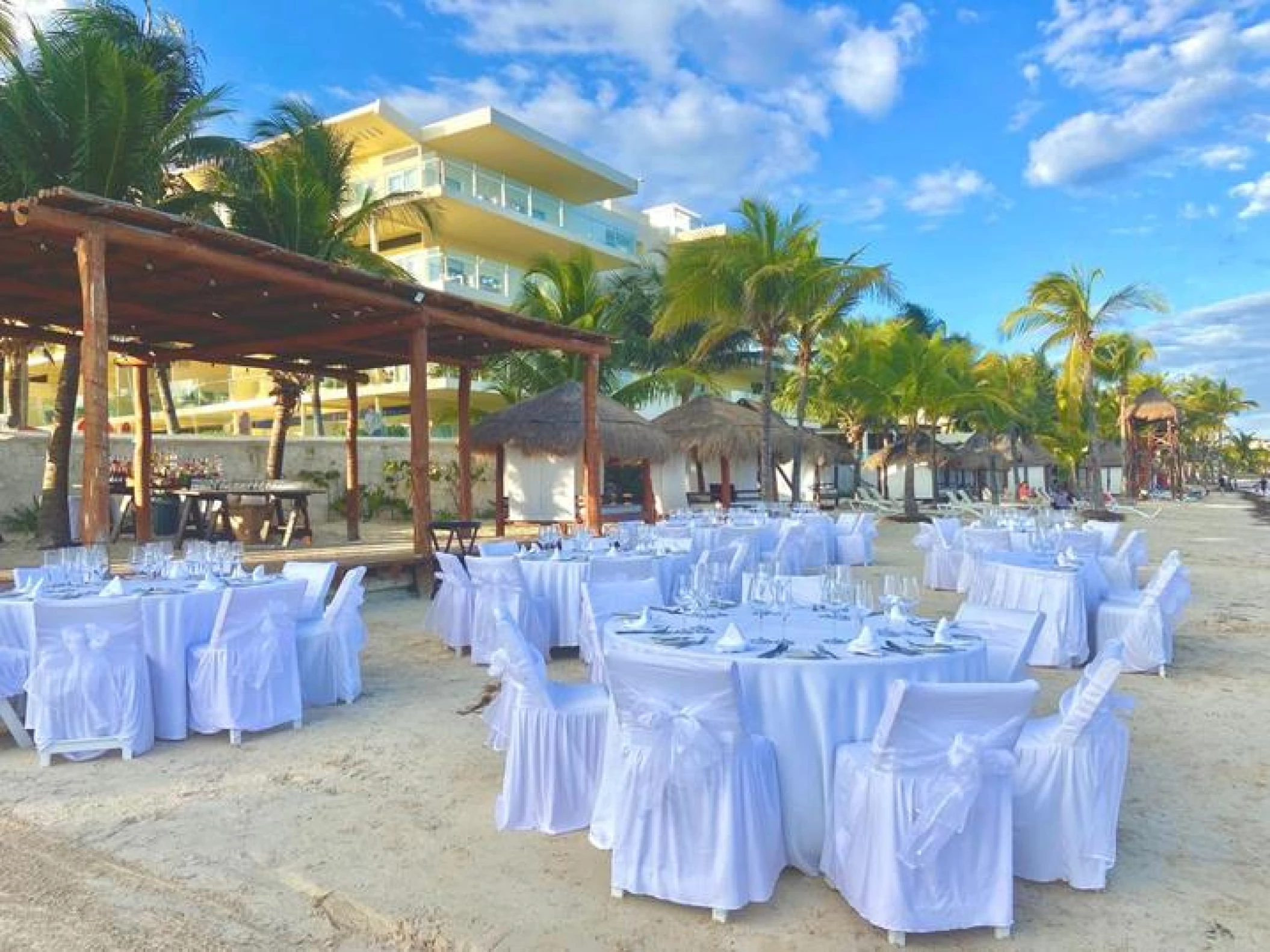 Dinner reception on palapa yoga at Azul Beach Resort Riviera Cancun