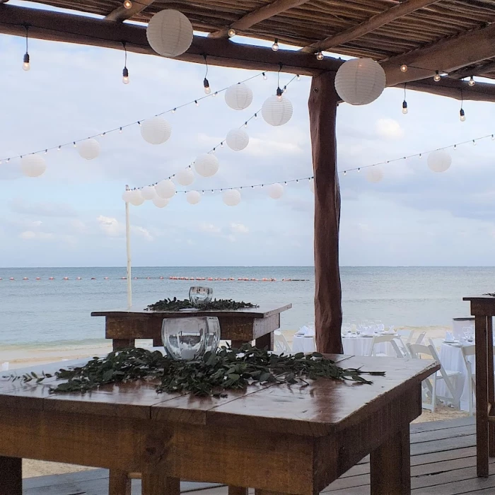 Dinner reception on palapa yoga at Azul Beach Resort Riviera Cancun