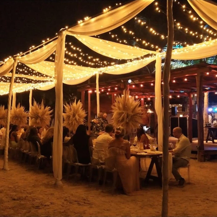 Dinner reception on palapa yoga at Azul Beach Resort Riviera Cancun