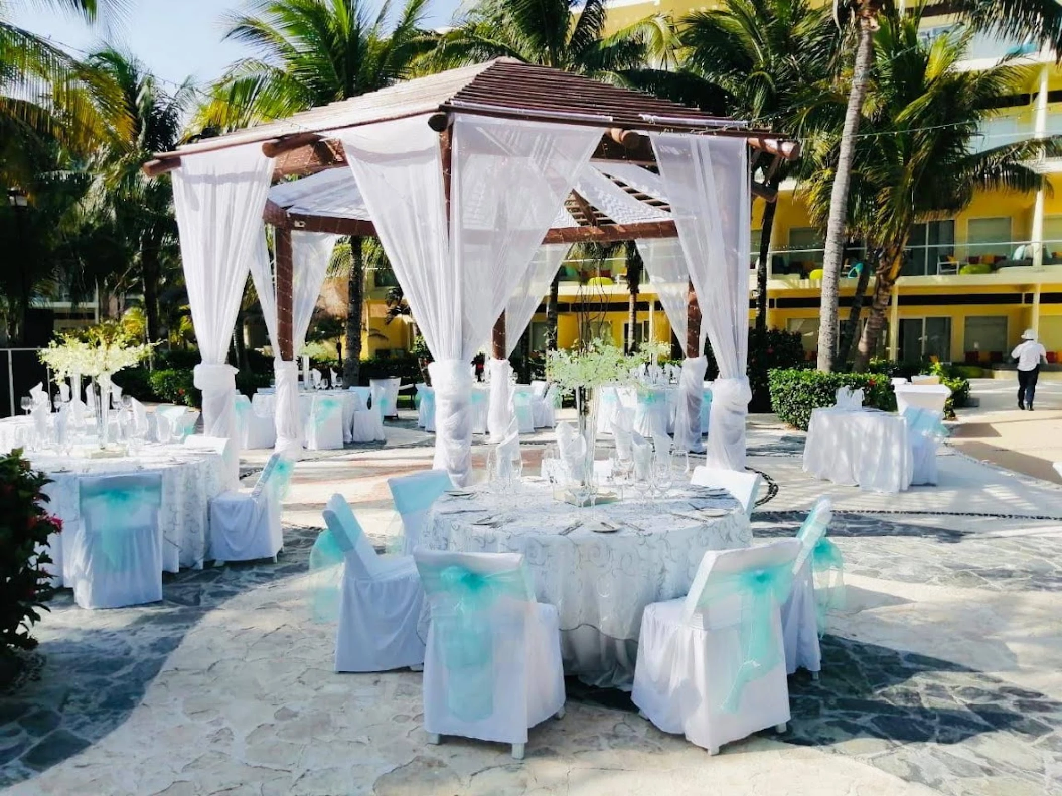 Dinner reception on Plaza Zavaz at Azul Beach Resort Rivera Cancun