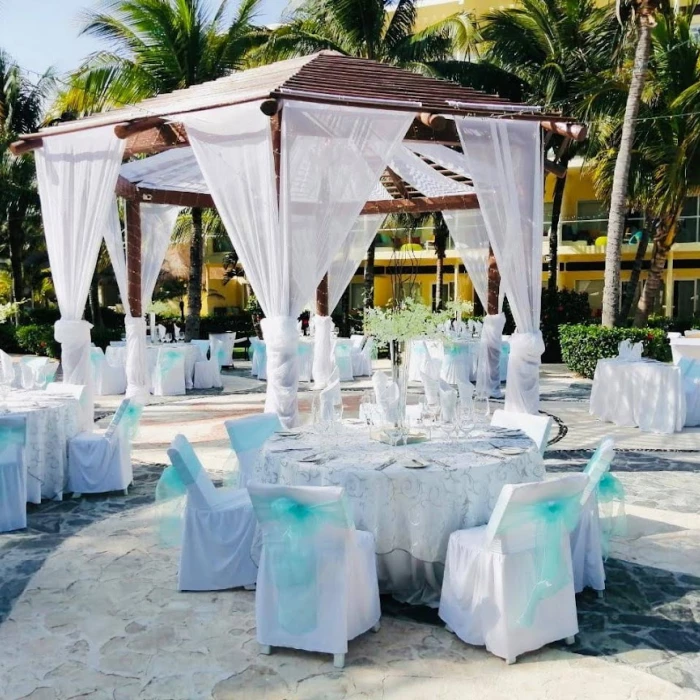 Dinner reception on Plaza Zavaz at Azul Beach Resort Rivera Cancun