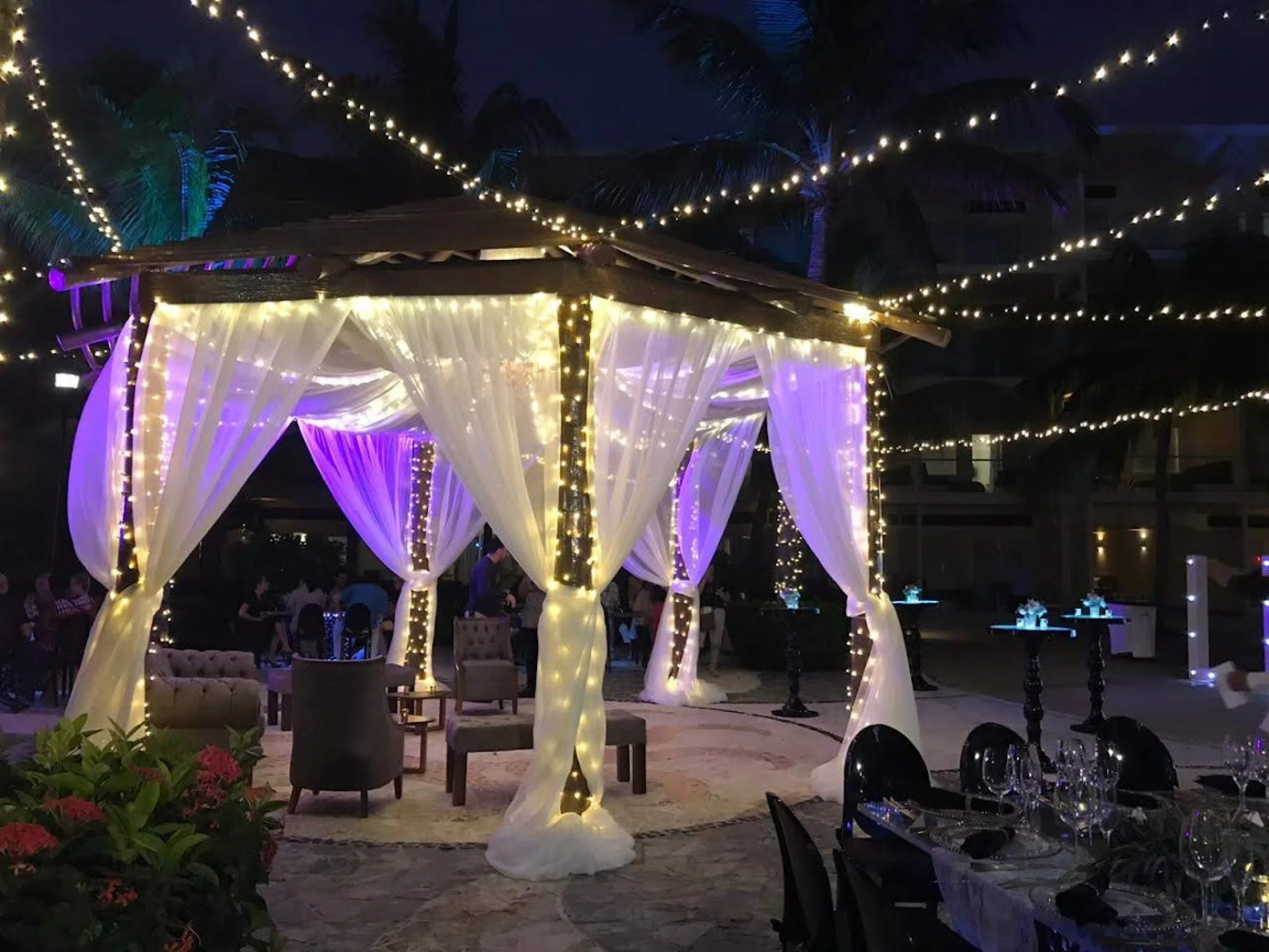 Dinner reception on Plaza Zavaz at Azul Beach Resort Rivera Cancun