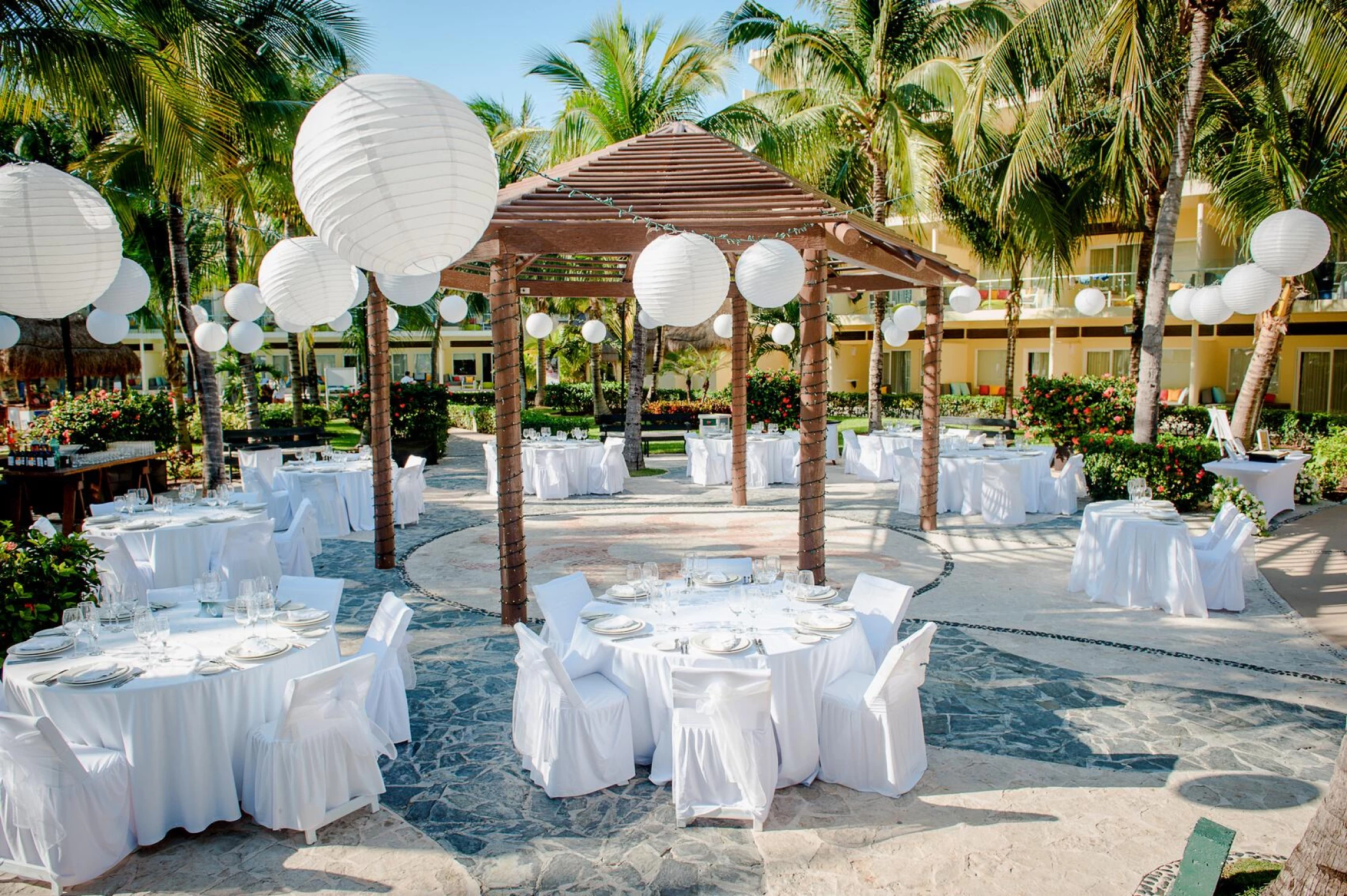 Surround by tropical garden in the Plaza Zavaz at azul beach resort riviera cancun