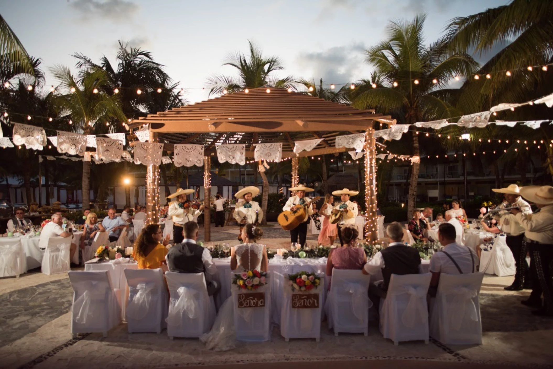 Dinner reception on Plaza Zavaz at Azul Beach Resort Rivera Cancun