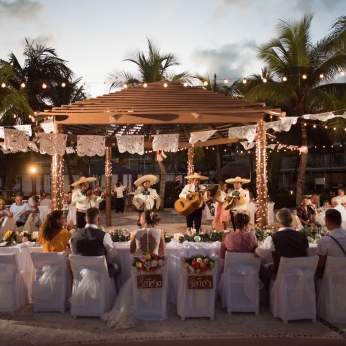 Dinner reception on Plaza Zavaz at Azul Beach Resort Rivera Cancun