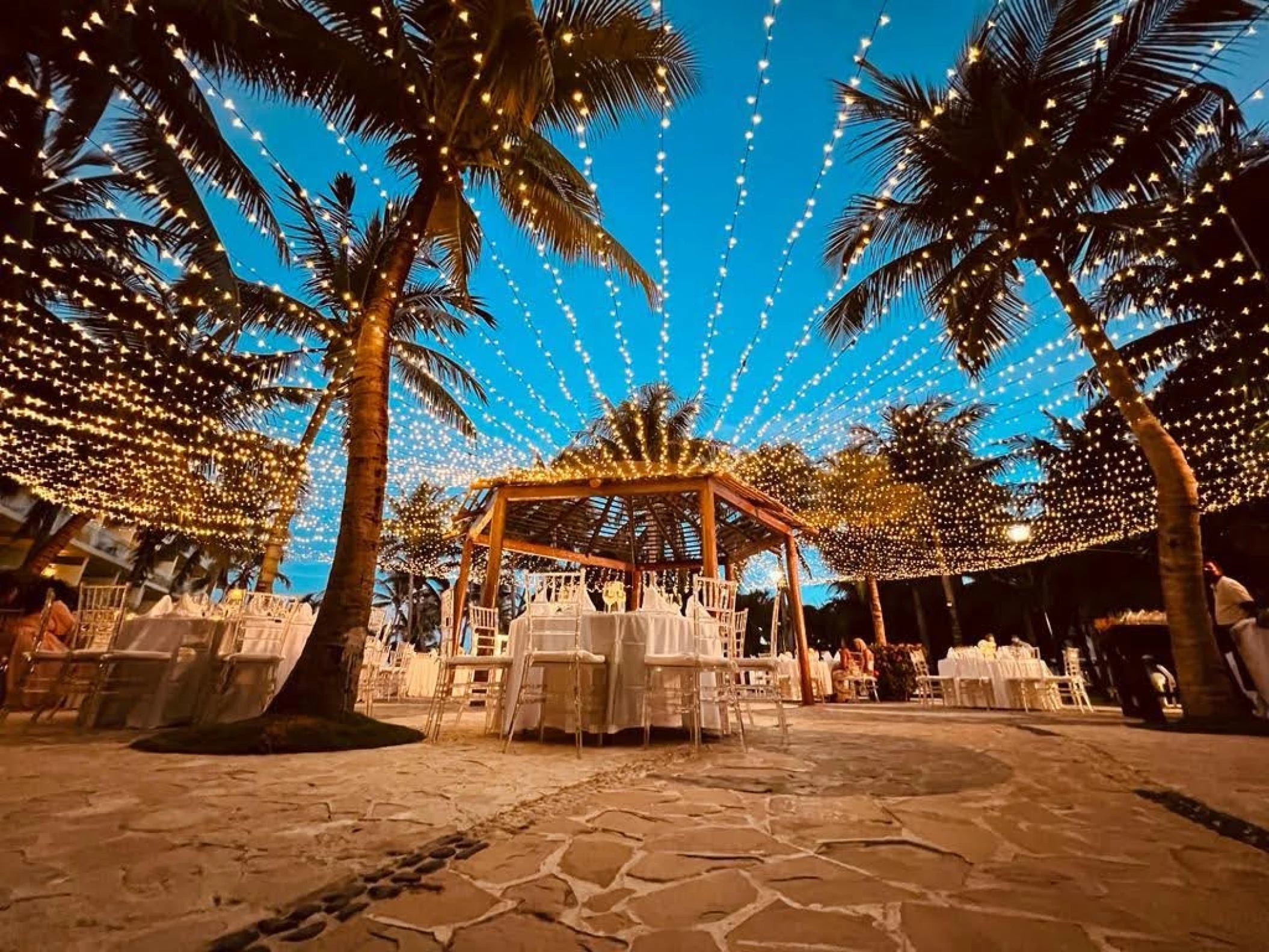 Dinner reception on Plaza Zavaz at Azul Beach Resort Riviera Cancun