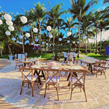 Dinner reception in Pool deck venue at Azul Beach Resort Riviera Cancun