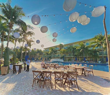 Dinner reception in Pool deck venue at Azul Beach Resort Riviera Cancun