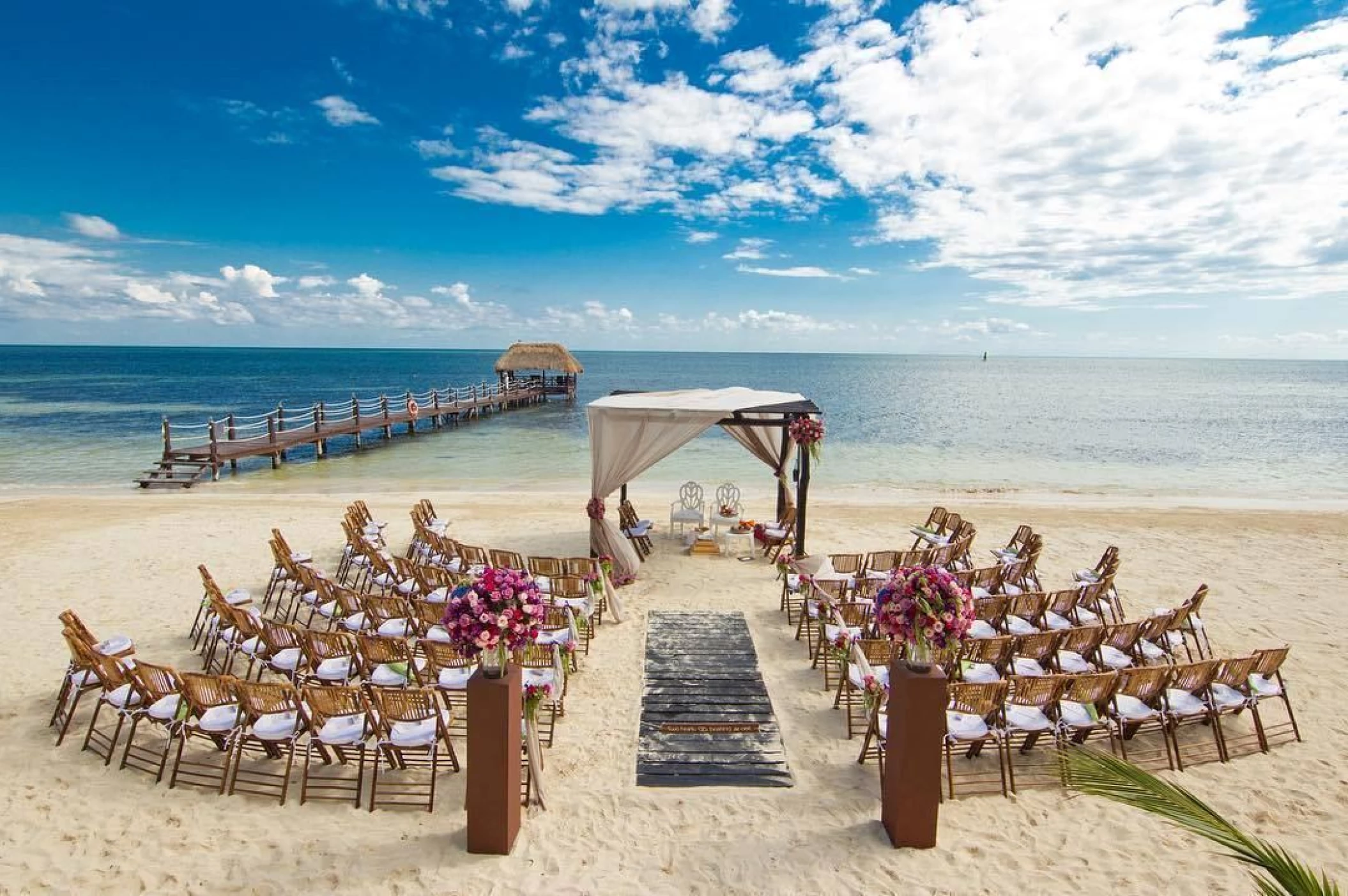 Ceremony decor in Zavaz Gazebo venue at azul beach resort riviera cancun