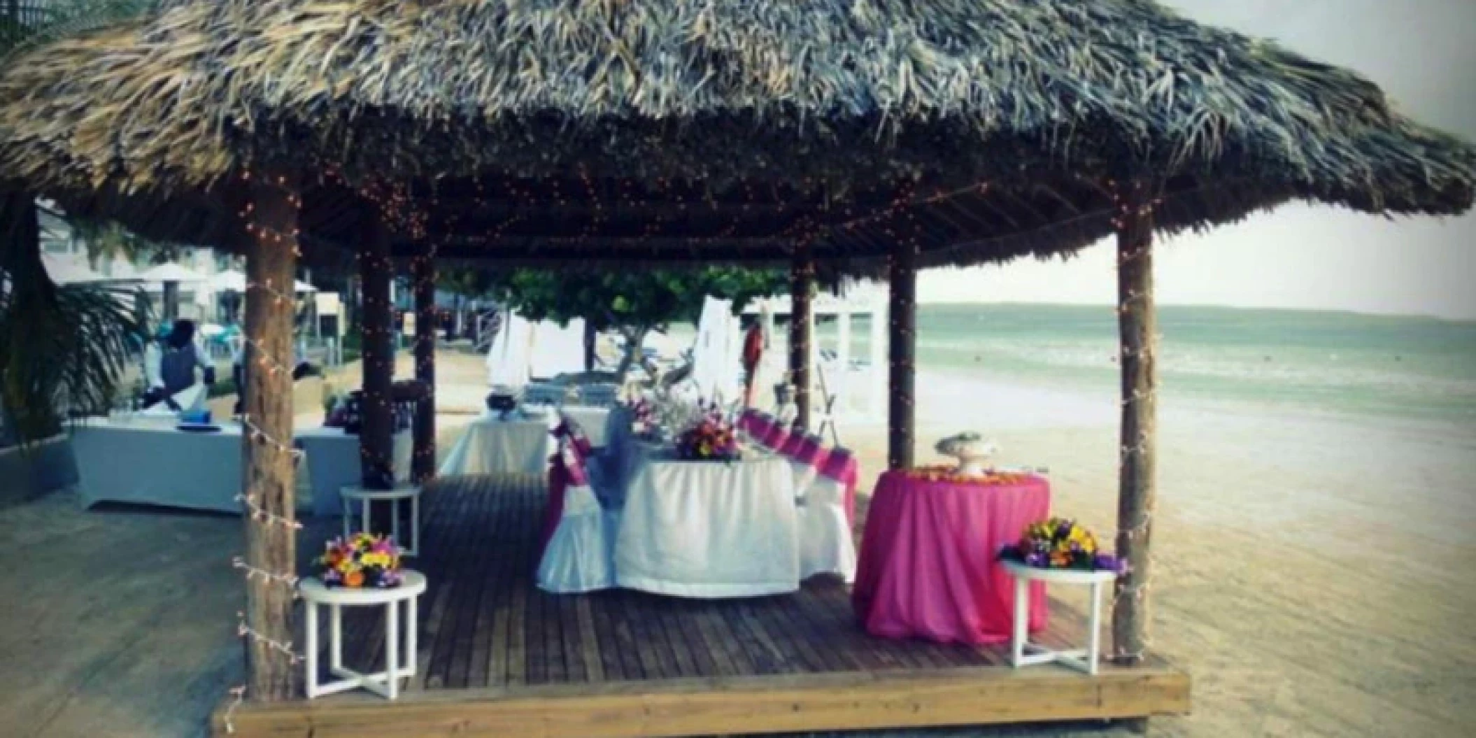 Dinner reception on the yoga hut at Azul Beach Resort Negril