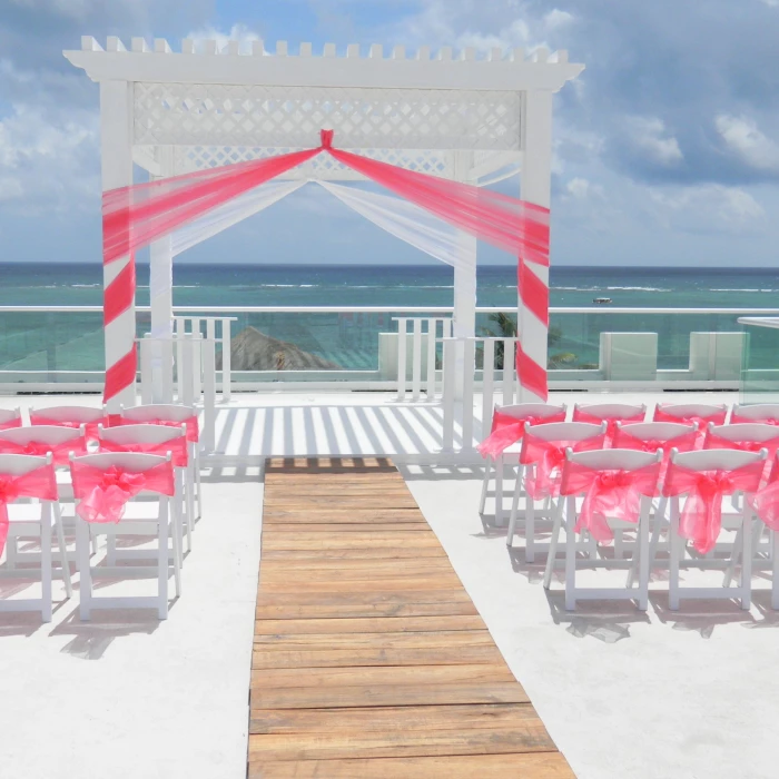 Ceremony decor in Sky gazebo venue at azul beach resort riviera cancun