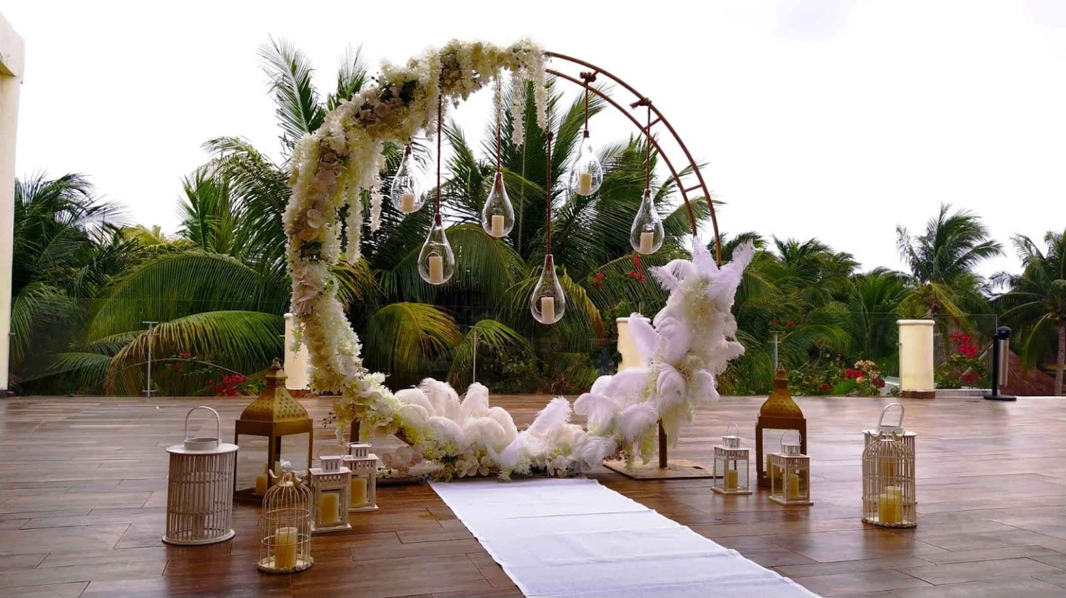 Ceremony decor on roof garden at Azul Beach Resort Rivera Cancun