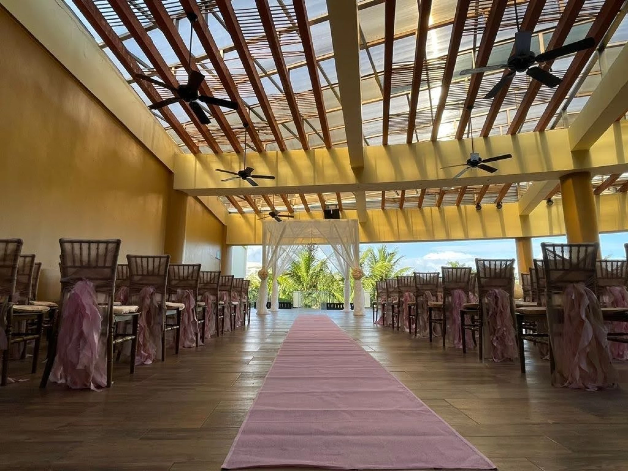 Ceremony decor on roof garden at Azul Beach Resort Riviera Cancun