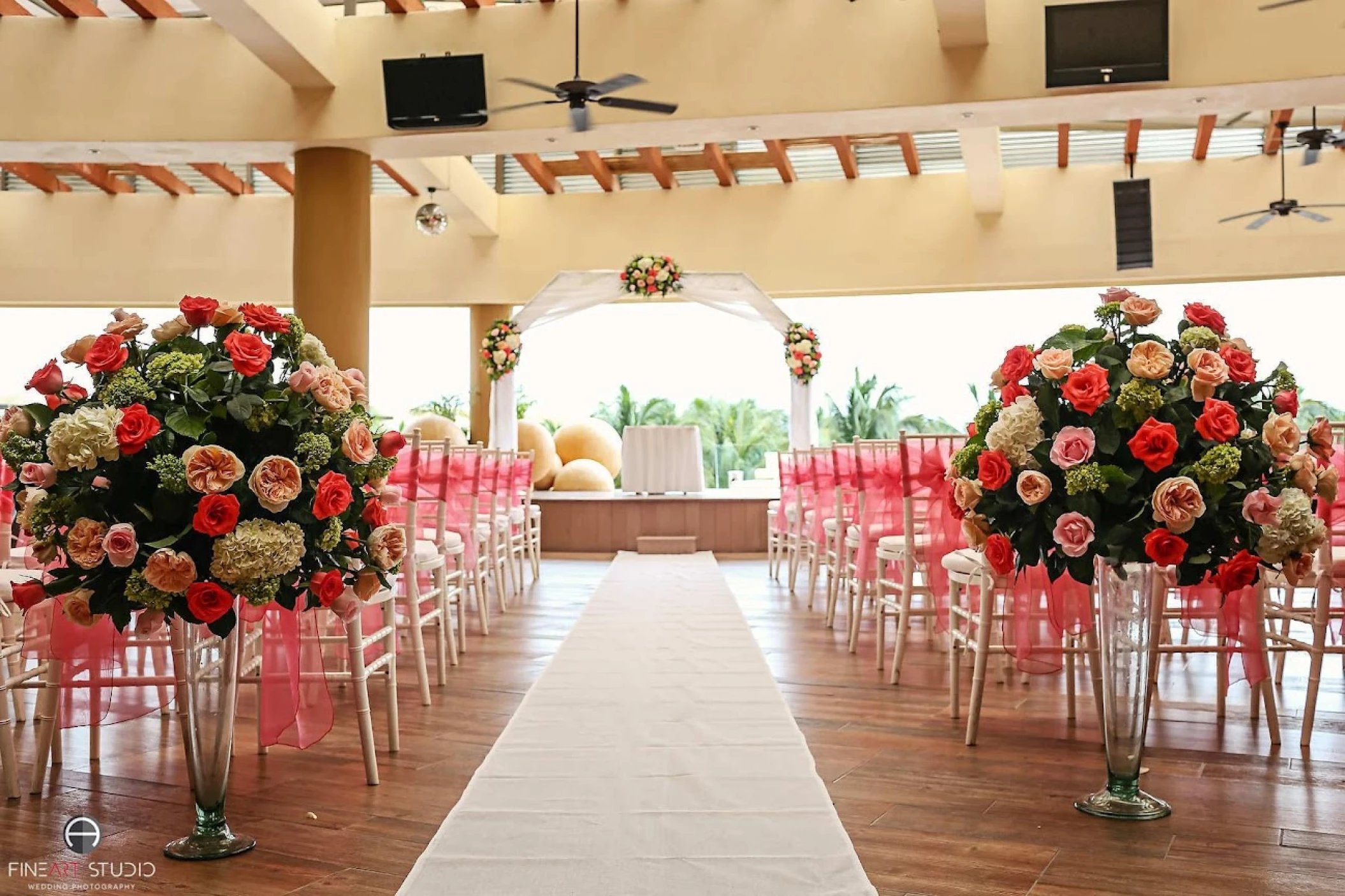 Ceremony decor on roof garden at Azul Beach Resort Rivera Cancun