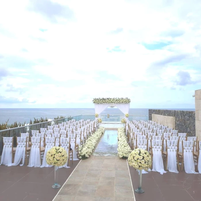 Ceremony decor in Sky gazebo venue at azul beach resort riviera cancun