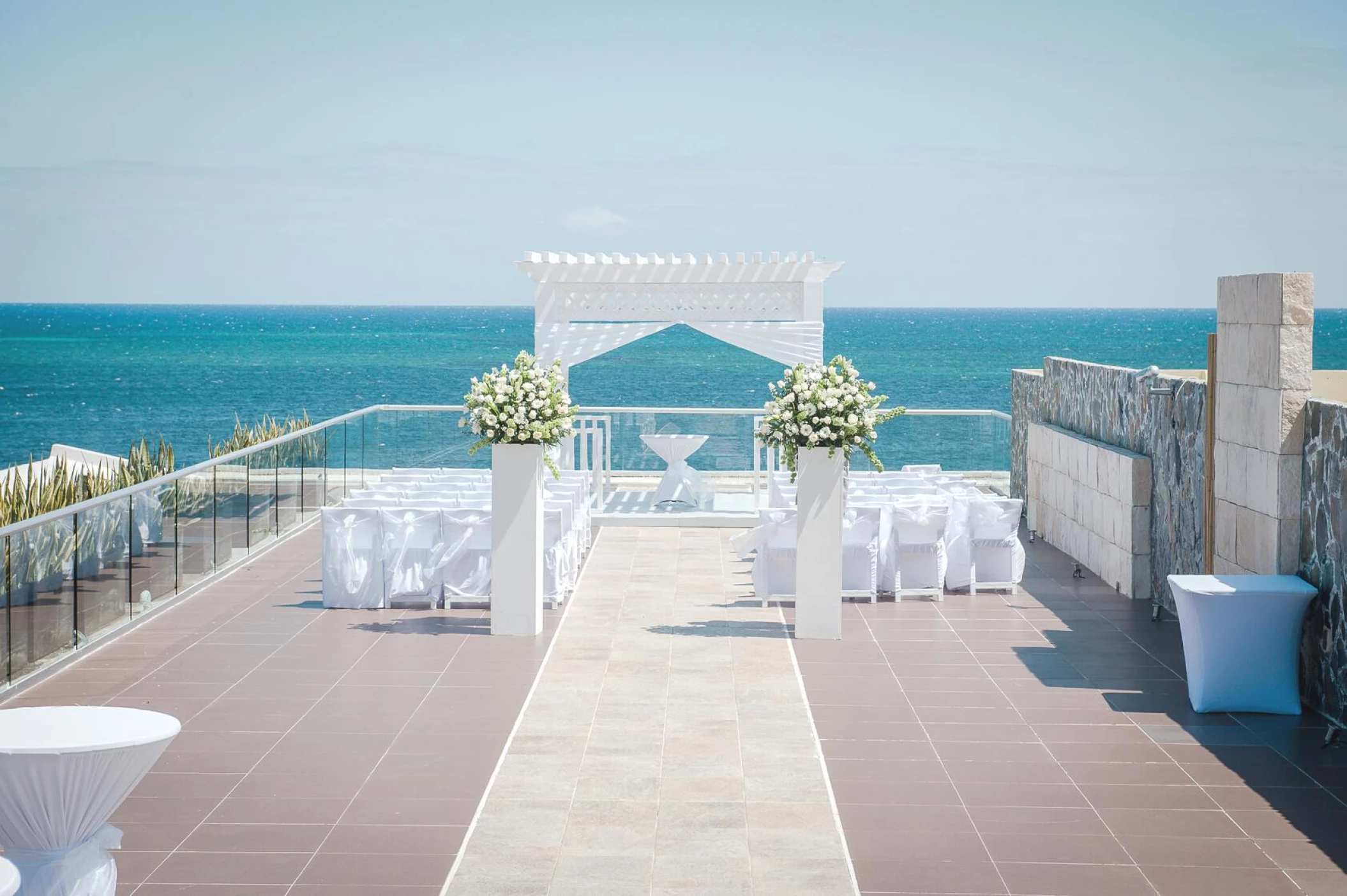 Ceremony decor in Sky gazebo venue at azul beach resort riviera cancun