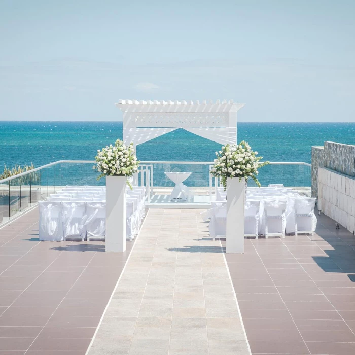 Ceremony decor in Sky gazebo venue at azul beach resort riviera cancun