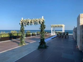 Ceremony decor on sky deck at Azul beach resort riviera cancun