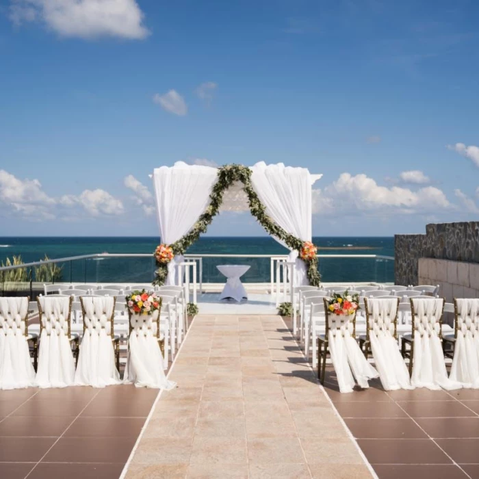 Ceremony decor on sky deck at azul beach resort riviera cancun