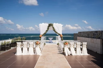 Ceremony decor on sky deck at azul beach resort riviera cancun
