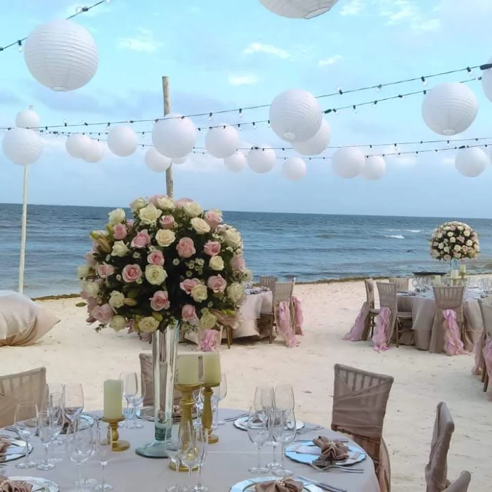 Dinner reception on beach building 3 at Azul Beach Resort Riviera Cancun