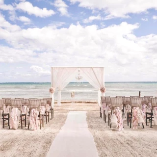 Ceremony decor in Zavaz Gazebo venue at azul beach resort riviera cancun