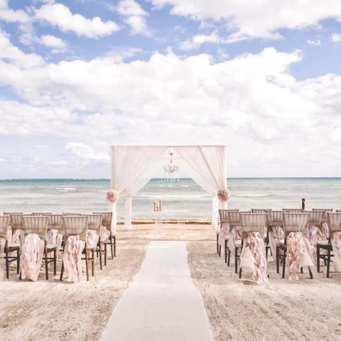 Ceremony decor in Zavaz Gazebo venue at azul beach resort riviera cancun