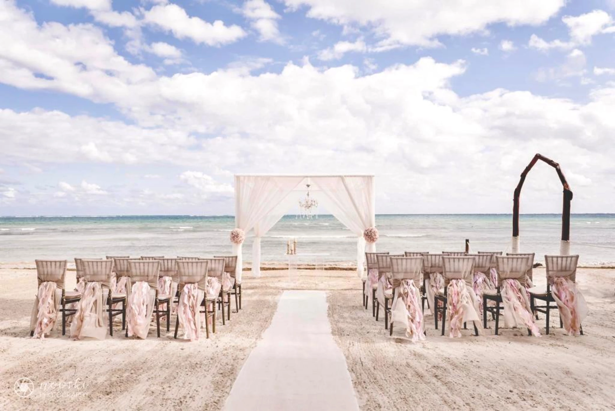 Ceremony decor in Zavaz Gazebo venue at azul beach resort riviera cancun