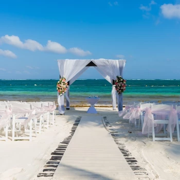 Ceremony decor on Zavaz gazebo at Azul Beach Resort Riviera Cancun