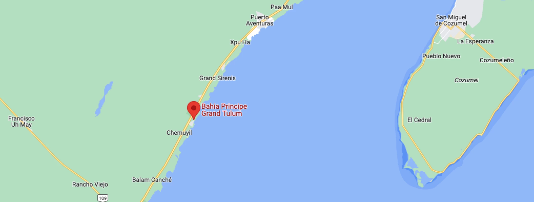 Google maps of Bahia Principe Grand Tulum