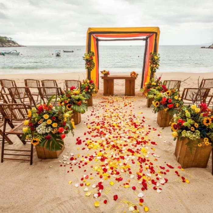 Symbolic ceremony in beach venue at barcelo maya beach