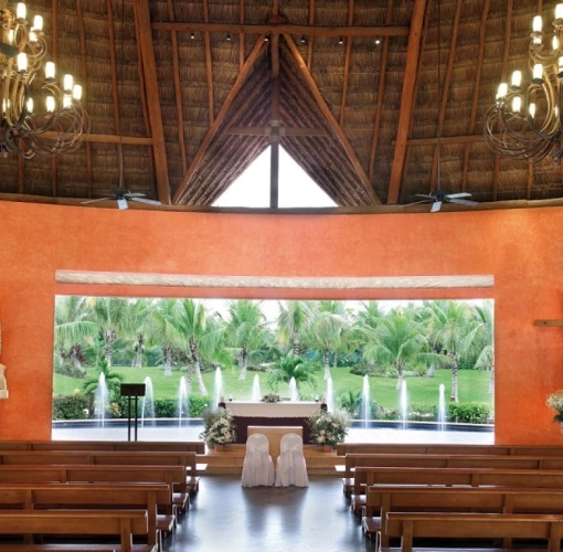 Catholic ceremony in the chapel venue at barcelo maya beach resort