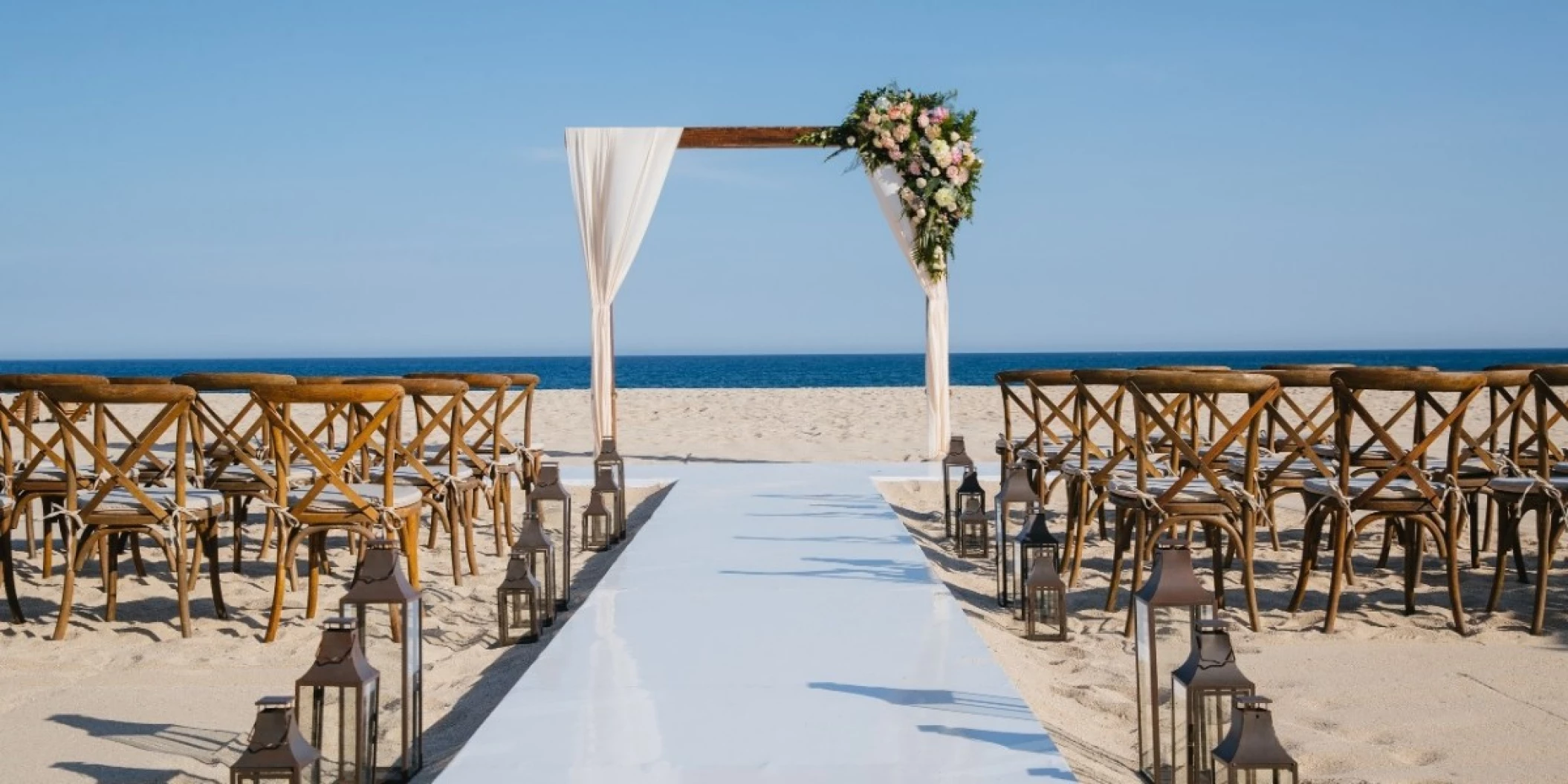 Ceremony decor on the beach at Barcelo Gran Faro Los Cabos