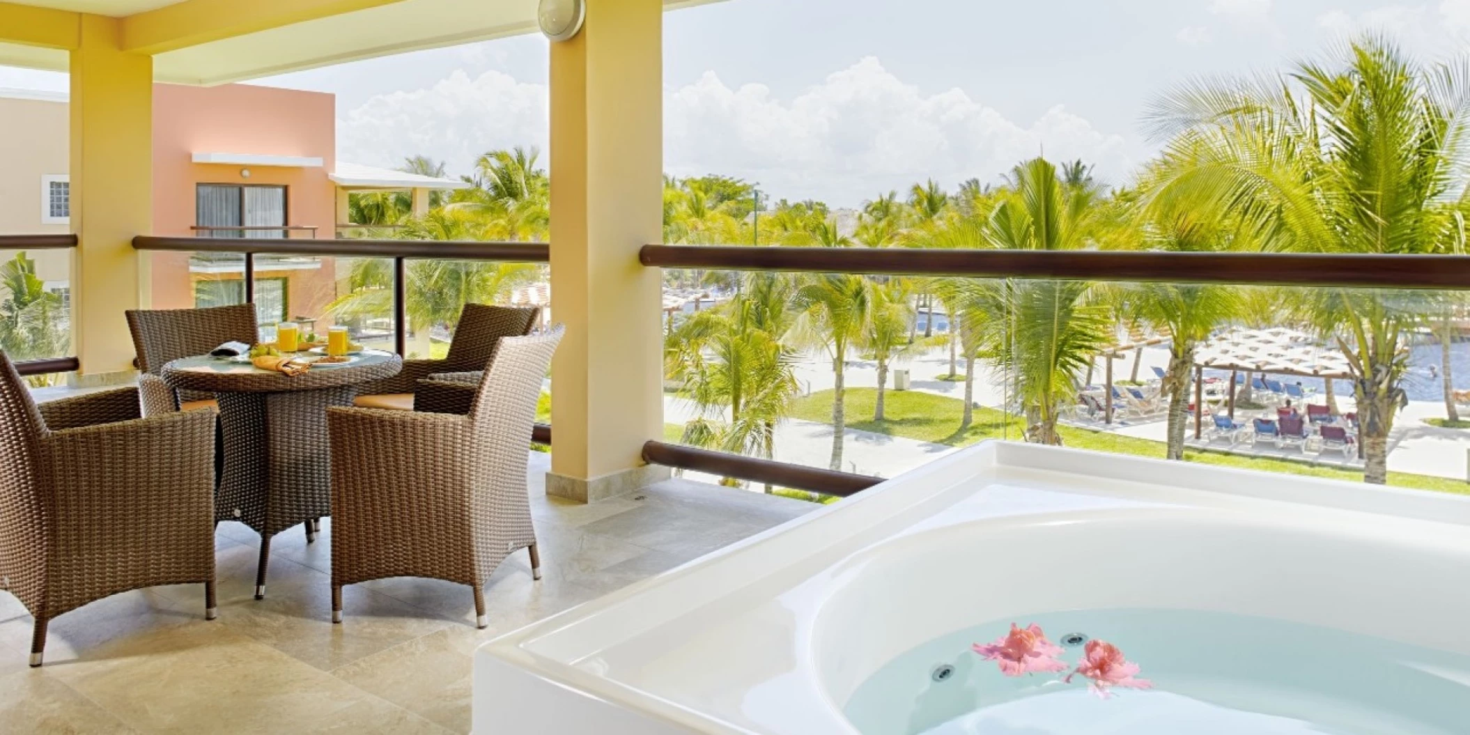 Barcelo Maya Beach balcony with hot tub