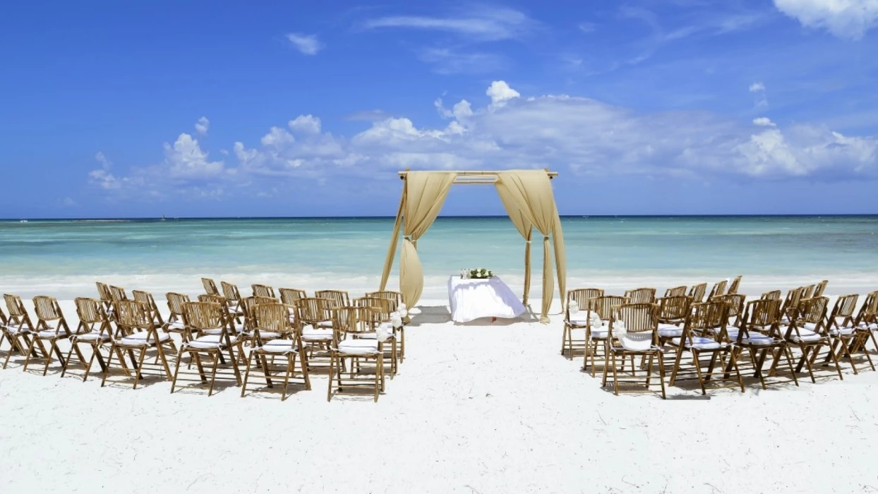 Symbolic ceremony in beach venue at barcelo maya beach