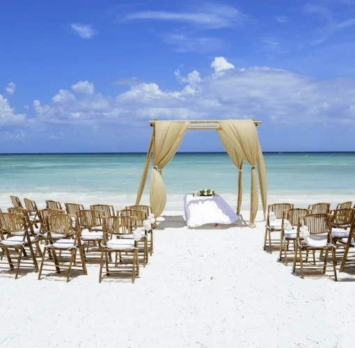 Symbolic ceremony in beach venue at barcelo maya beach