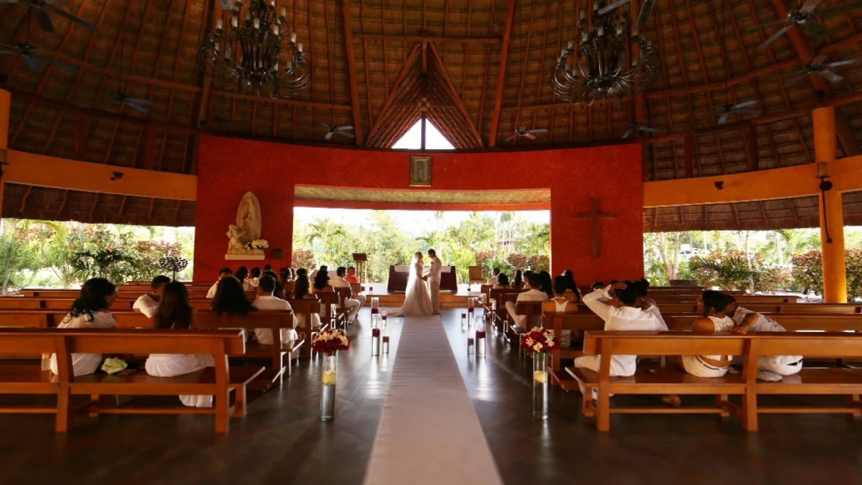 Catholic ceremony in the chapel venue at barcelo maya beach resort