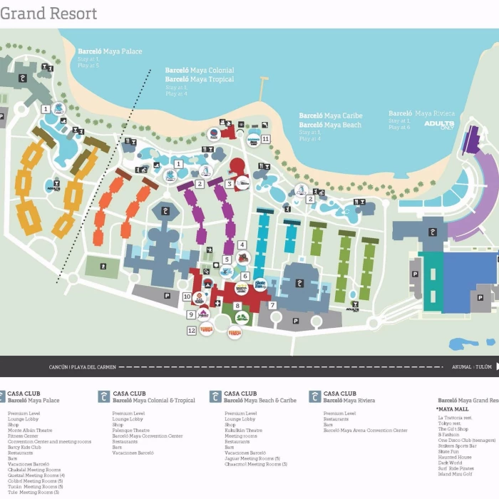 Resort map of Barcelo maya grand resort