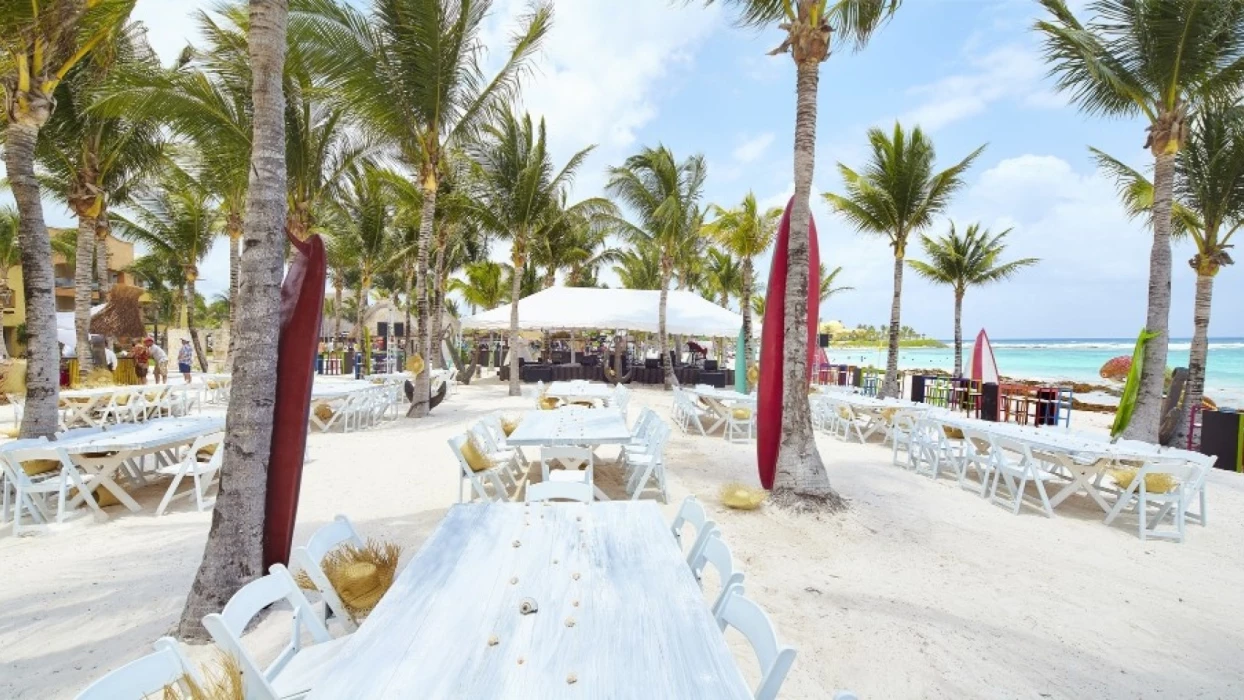 Dinner reception in beach venue at barcelo maya beach