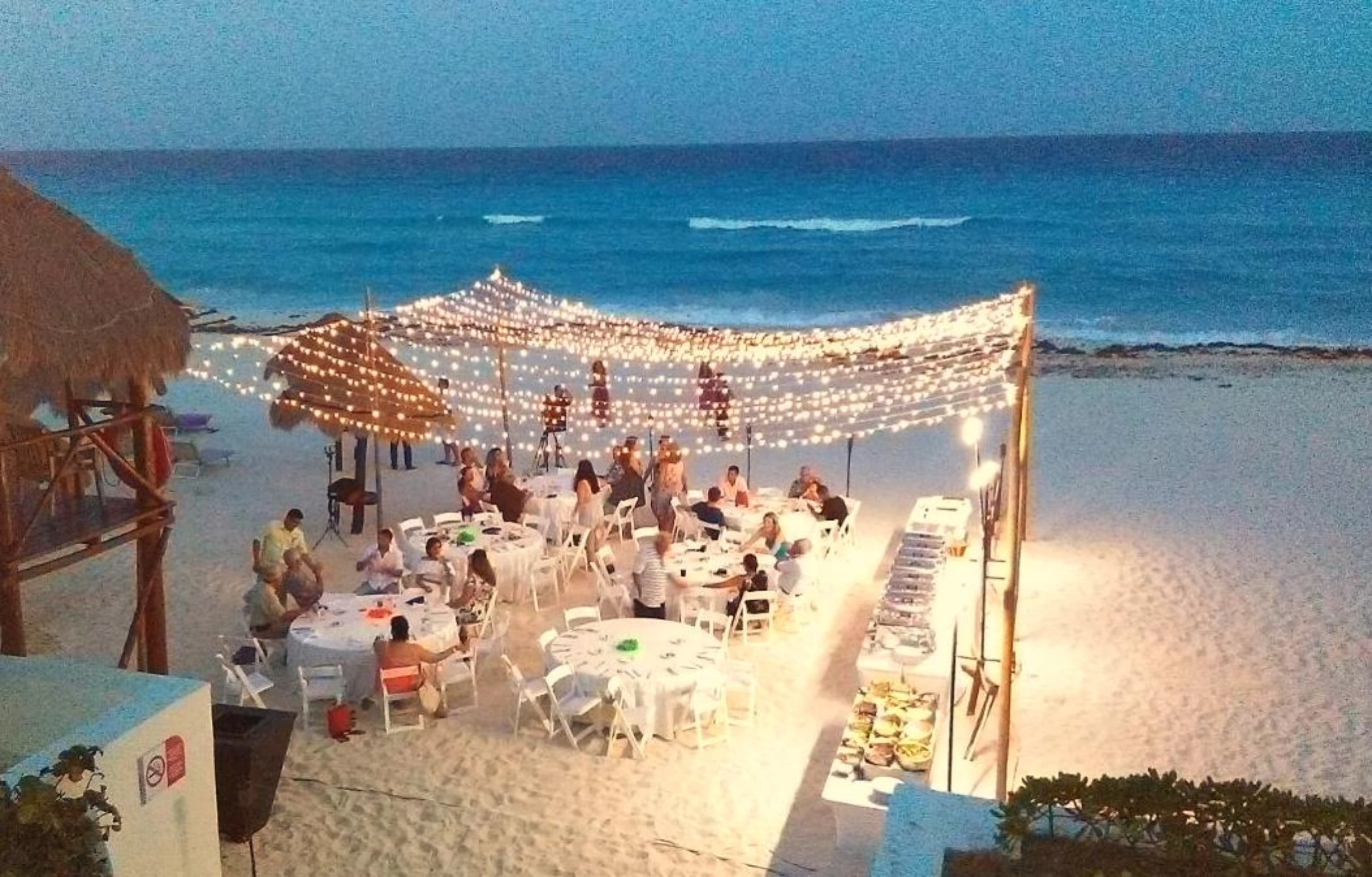 Ceremony decor on the beach wedding venue at Paradisus Cancun