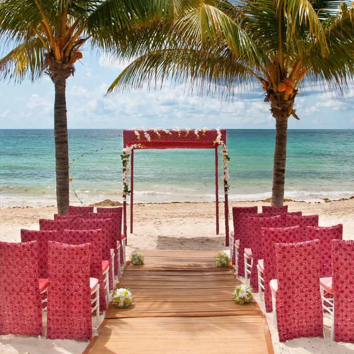 Ceremony decor on the beach at Blue Diamond Luxury Boutique