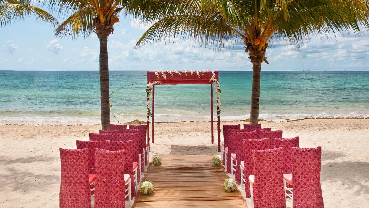 Ceremony decor on the beach at Blue Diamond Luxury Boutique