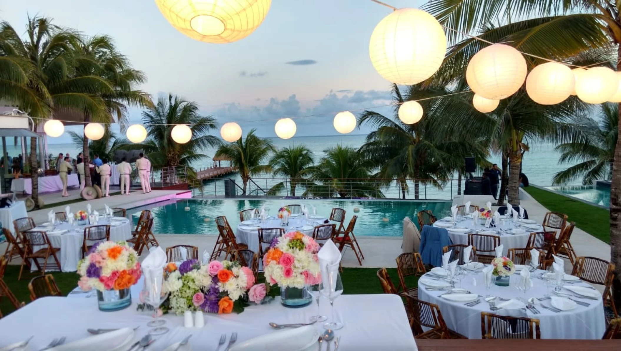 Dinner reception on the main pool at Blue Diamond Luxury Boutique Hotel