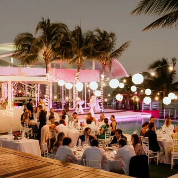 Dinner reception on the main pool at Blue Diamond Luxury Boutique Hotel