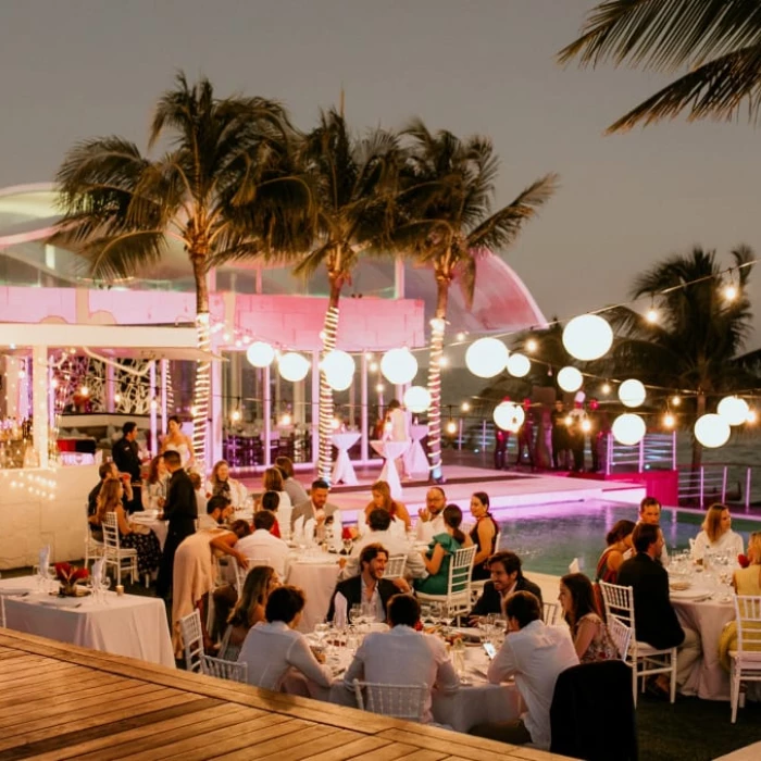 Dinner reception on the main pool at Blue Diamond Luxury Boutique Hotel