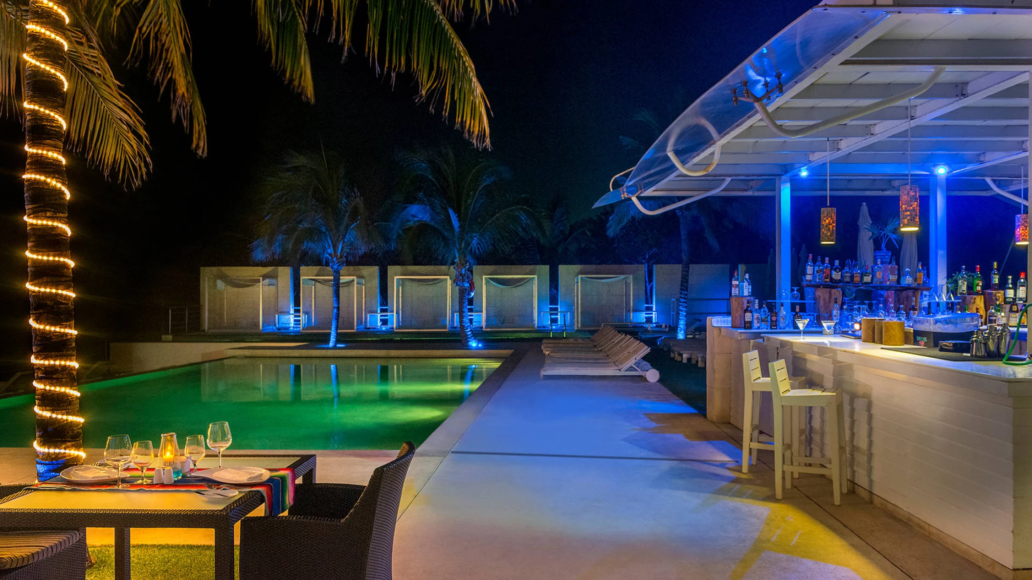 Pool at night at Blue Diamond Luxury Boutique Hotel