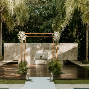 Ceremony decor on the spa pool at Blue Diamond Luxury Boutique Hotel