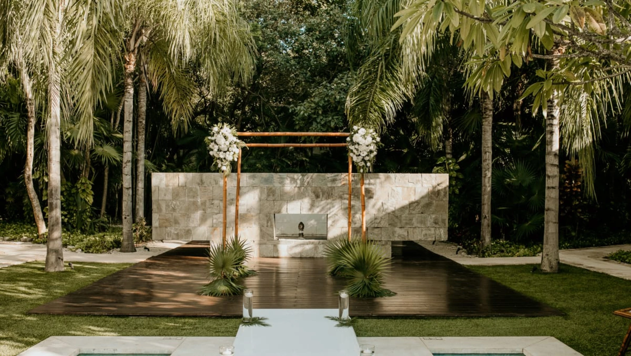 Ceremony decor on the spa pool at Blue Diamond Luxury Boutique Hotel