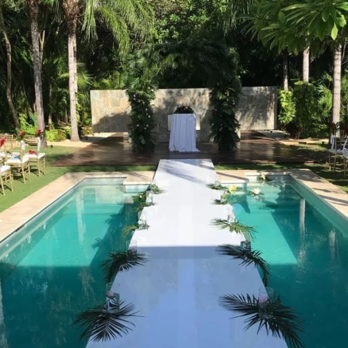 Ceremony decor on the spa pool at Blue Diamond Luxury Boutique Hotel